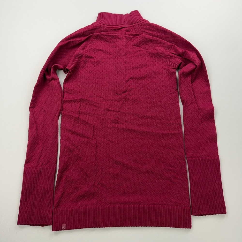 Lululemon Rest Less 1/4 Zip Pullover Womens 2 Top Thumbholes Burgundy Thumb Hole - Picture 4 of 8